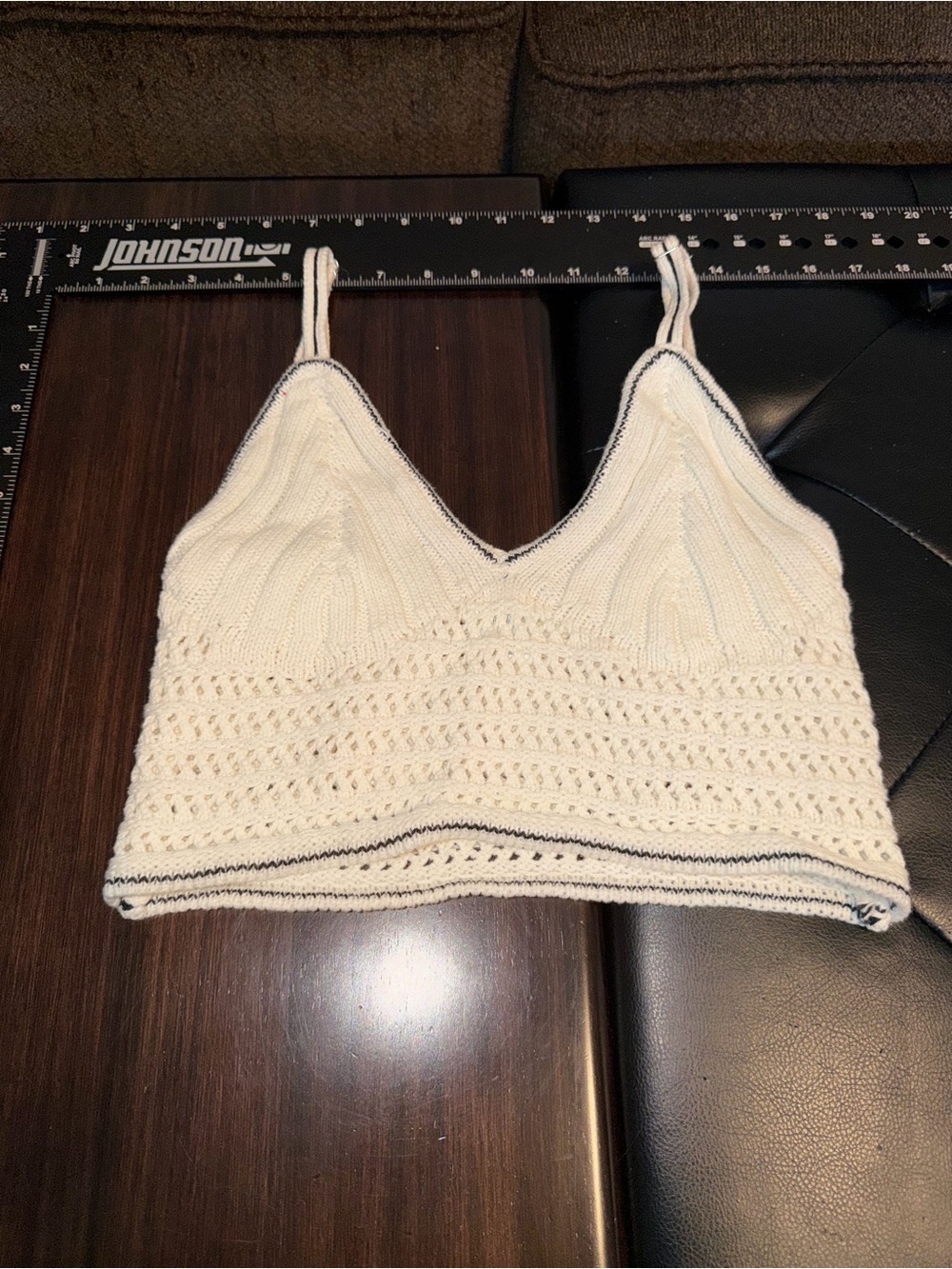wild fable Cream Crochet V‑Neck Cropped Camisole